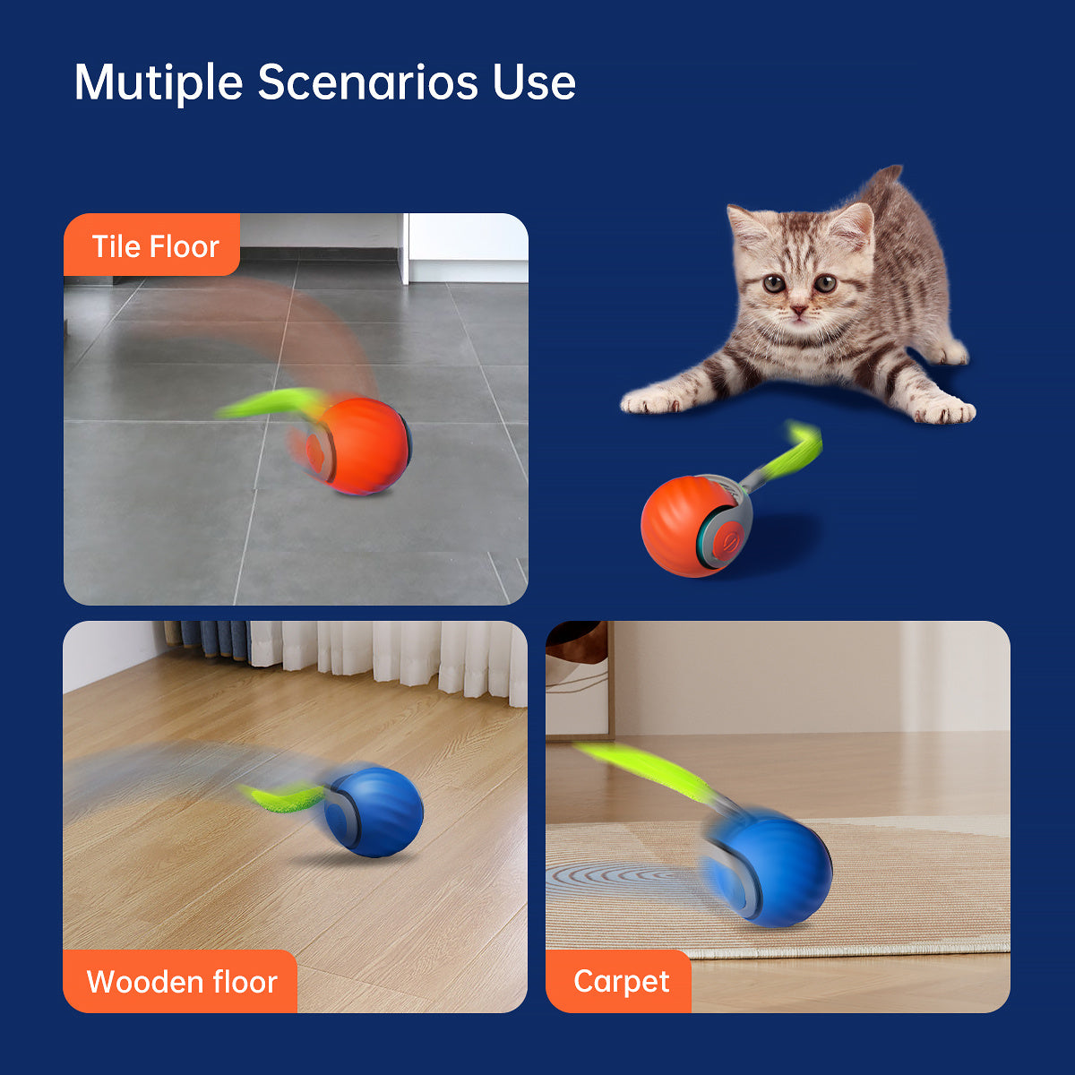 2025 Smart Interactive Cat Ball,Type-C Rechargeable Interactive Cats Toy,Automatic Cat Teaser Toy,Pet Supplies,New Year Gift Rusoft Innovation