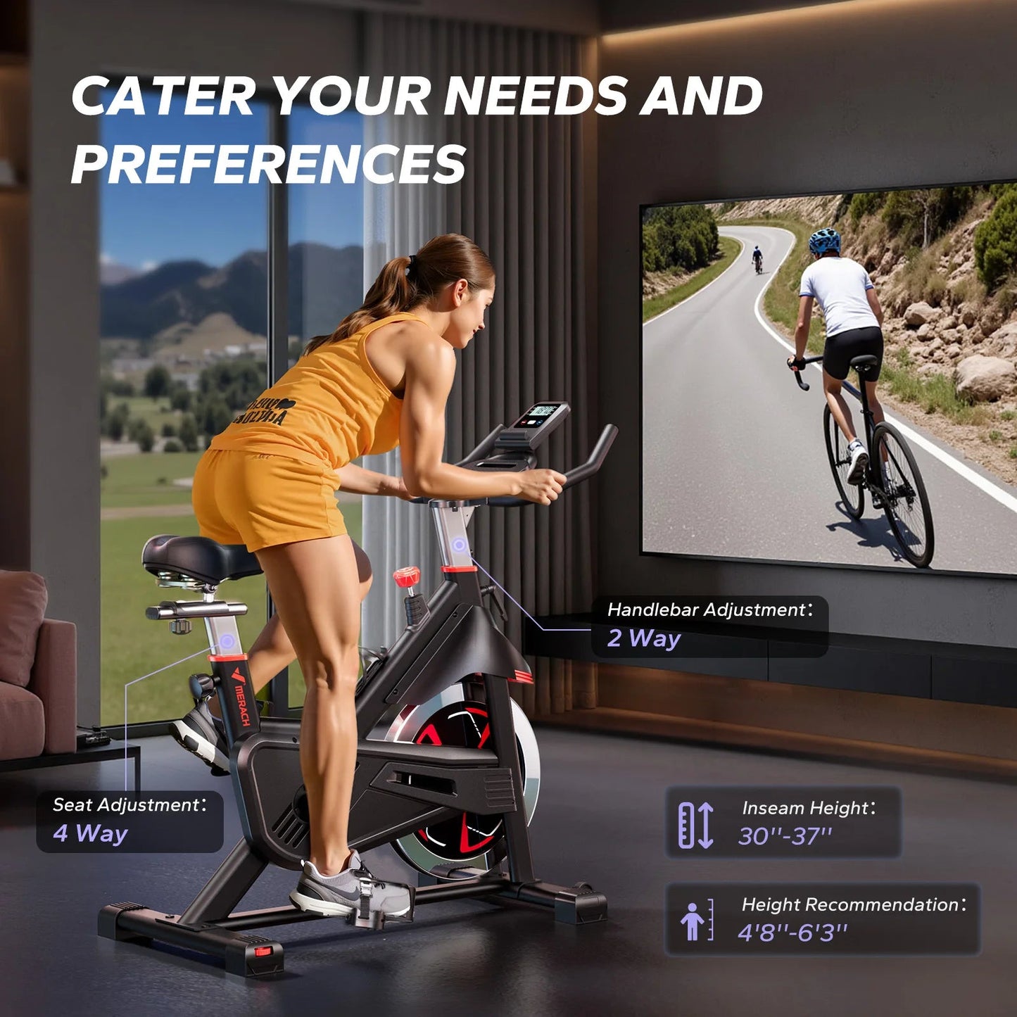 MERACH Exercise Bike S38 Indoor Cycling Magnetic Resistance Exclusive App 300lbs Capacity Comfortable Seat for Home&Weight Loss Rusoft Innovation