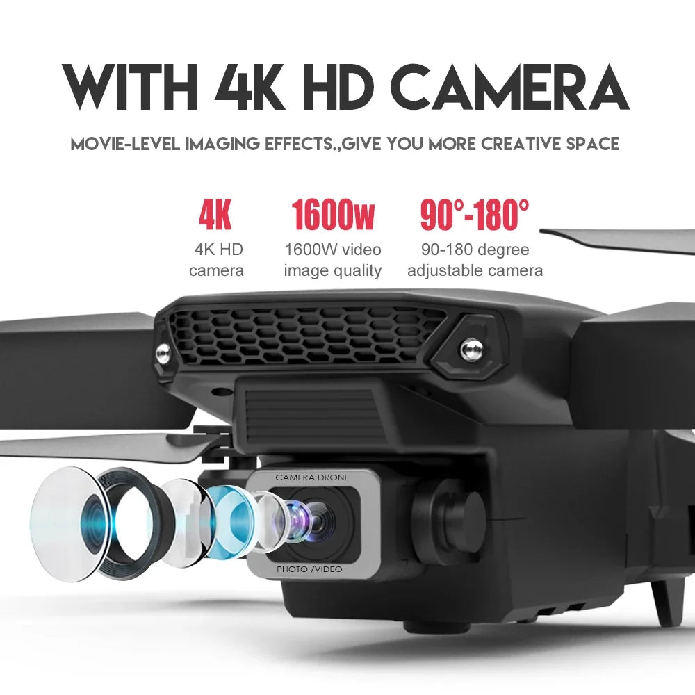 E88 Pro WiFi FPV Drone 4K HD Camera Height Hold Foldable Quadcopter Ideal Gift for Beginners Rusoft Innovation