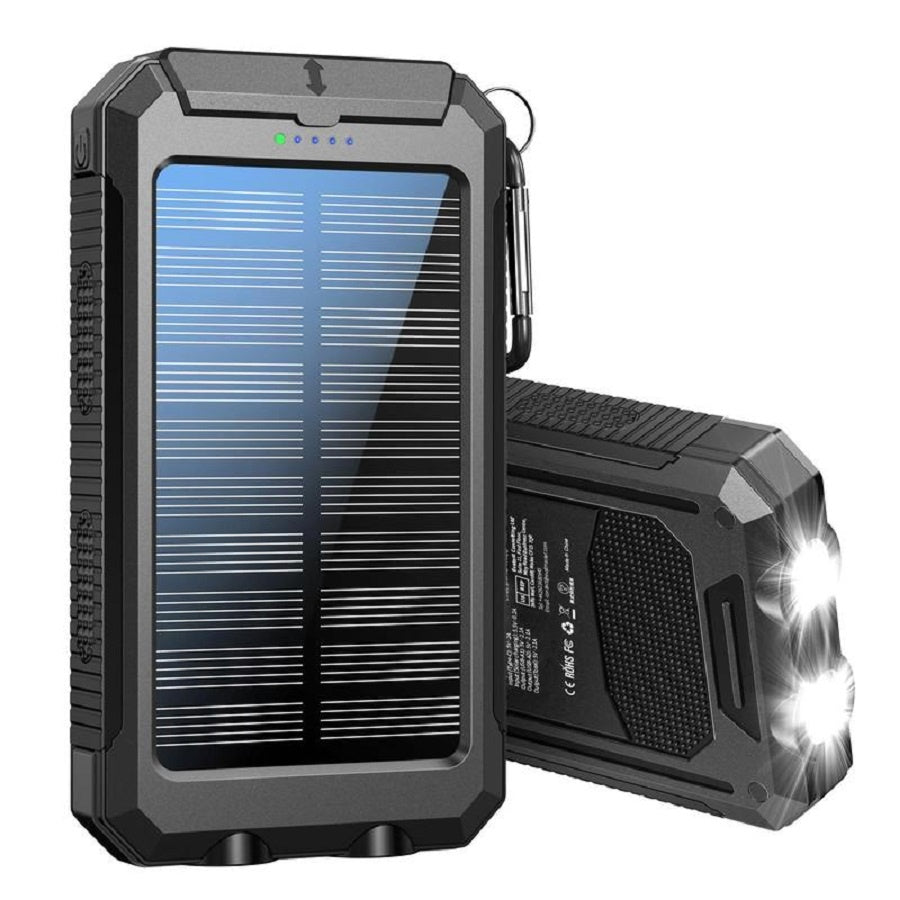 Solar Charger, 8000mAh Portable Solar Power For All Mobile Phones, Waterproof Battery Pack, Outdoor External Backup Power Charger Dual USB 5V Output -LED Flashlight, Perfect For Camping Trips Rusoft Innovation