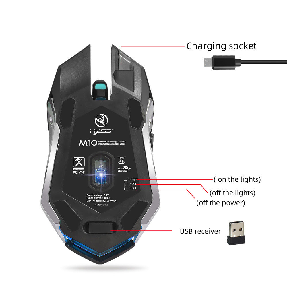 HXSJ new wireless mouse 2.4GPI gaming mouse glowing mouse Rusoft Innovation