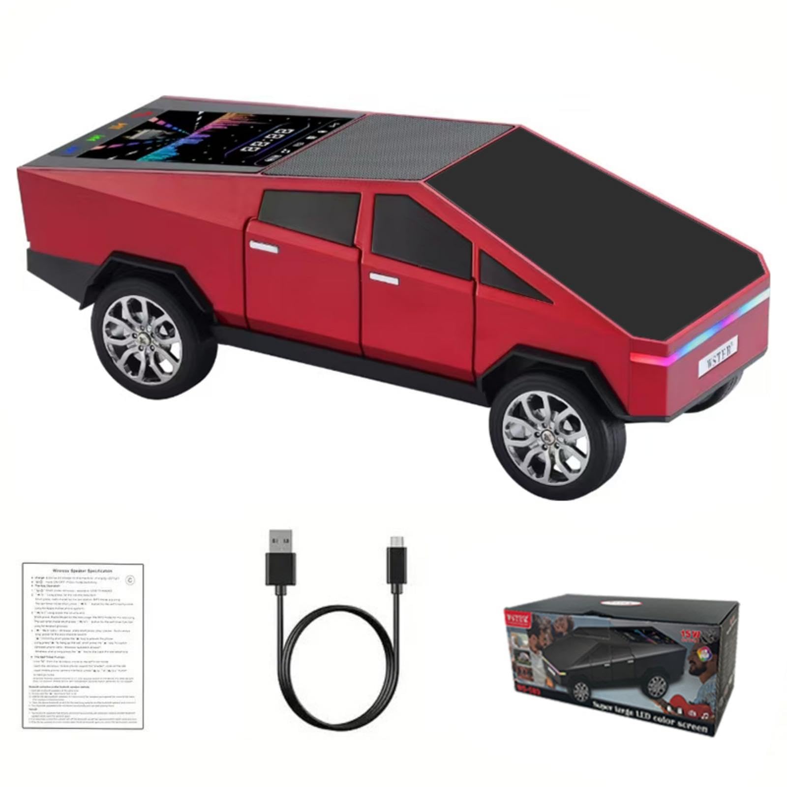 WS-580 Bluetooth Pickup Truck Portable Speaker With Display, High-definition Sound, TWS Pairing, FM Radio, Built-in Microphone For Hands-free Calls, A Surprising Gift For Car Enthusiasts Rusoft Innovation