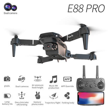 E88 Dual Camera Drone, WiFi FPV Double Folding RC Quadcopter Altitude Hold, Remote Control Toy For Beginners, Ideal Men's Gift For Outdoor Fun, Great For Christmas, Halloween, And Thanksgiving Rusoft Innovation