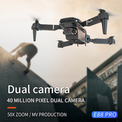 E88 Dual Camera Drone, WiFi FPV Double Folding RC Quadcopter Altitude Hold, Remote Control Toy For Beginners, Ideal Men's Gift For Outdoor Fun, Great For Christmas, Halloween, And Thanksgiving Rusoft Innovation