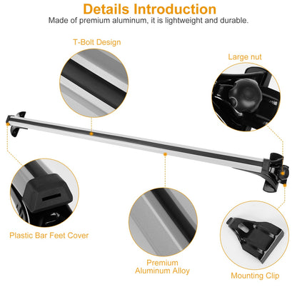 Barras Transversales de Techo Universales – Aluminio, Capacidad 165 lbs, Compatible con la Mayoría de Vehículos Rusoft Innovation