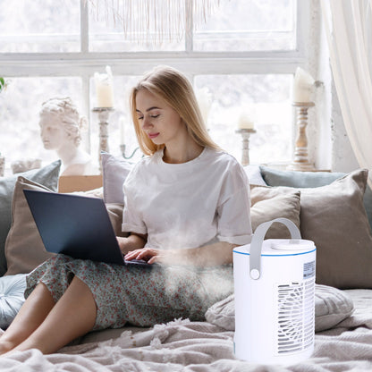 Portable Air Conditioner Fan Evaporative Humidifier 3 Speed Spray Personal Cold Mist Air Cooler Desk Table Fan Water Tank Night Light Adjustable Angel Room Home Office Rusoft Innovation