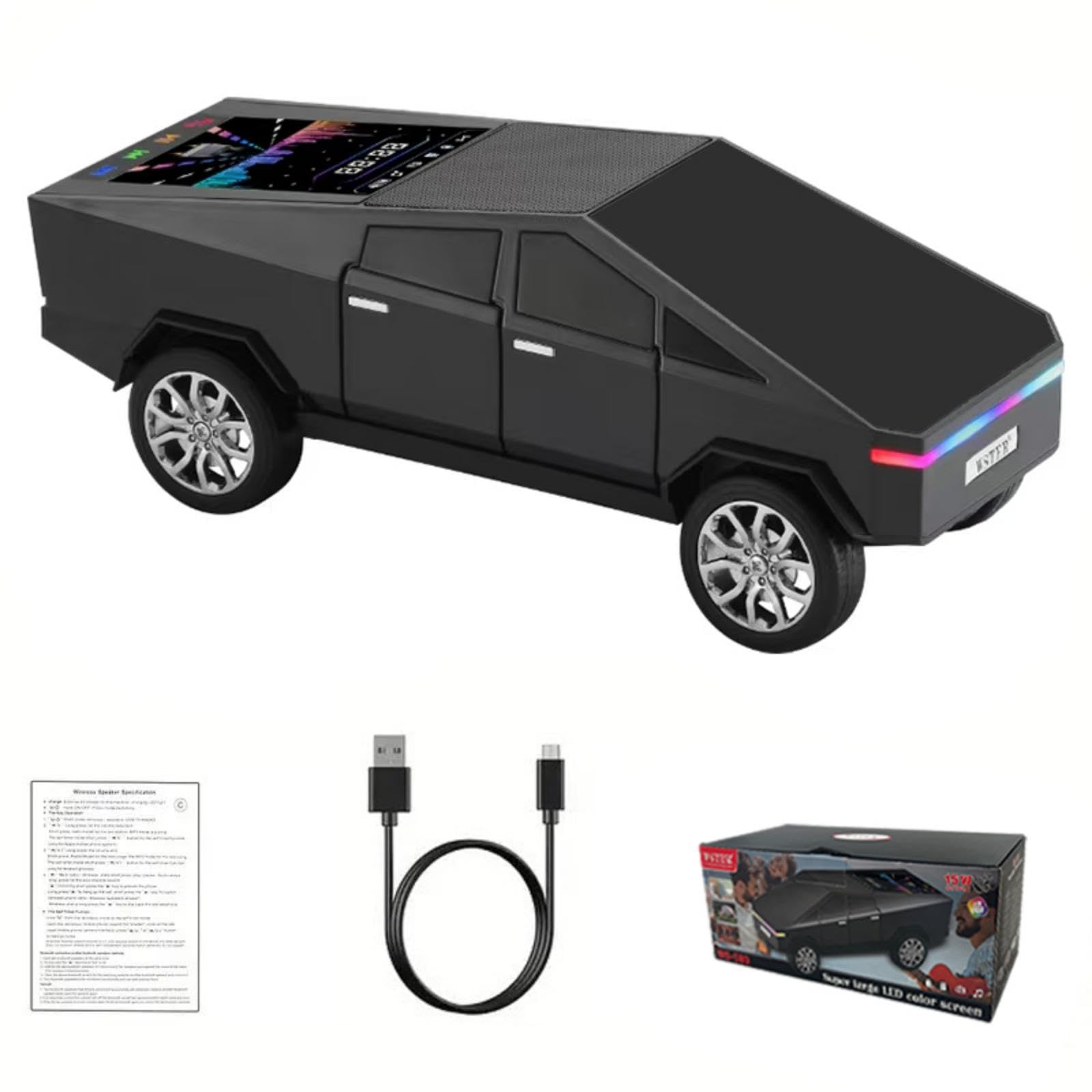 WS-580 Bluetooth Pickup Truck Portable Speaker With Display, High-definition Sound, TWS Pairing, FM Radio, Built-in Microphone For Hands-free Calls, A Surprising Gift For Car Enthusiasts Rusoft Innovation