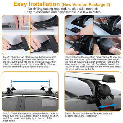 Barras Transversales de Techo Universales – Aluminio, Capacidad 165 lbs, Compatible con la Mayoría de Vehículos Rusoft Innovation