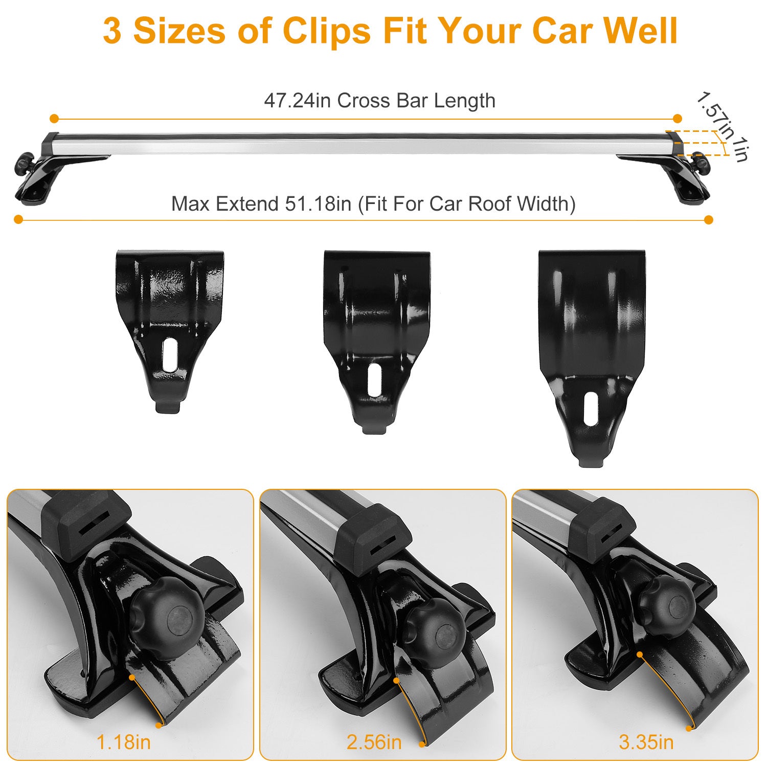 Barras Transversales de Techo Universales – Aluminio, Capacidad 165 lbs, Compatible con la Mayoría de Vehículos Rusoft Innovation