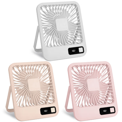 3 Colors Options -- 1Pc Mini Desktop Cooling Fan Rechargeable Battery Powered Personal Fan Speed Adjustment Strong Airflow Quiet Travel Fan With LCD Display For Home Office Travel Rusoft Innovation