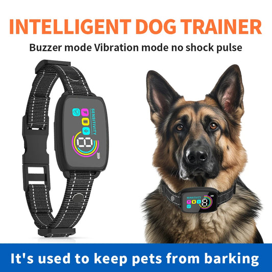 Smart Automatic Anti Barking Dog Collar Rechargeable Bark Stopper Stop Barking HD Digital Display IP67 Waterproof Collar For Dogs Pet Products Rusoft Innovation