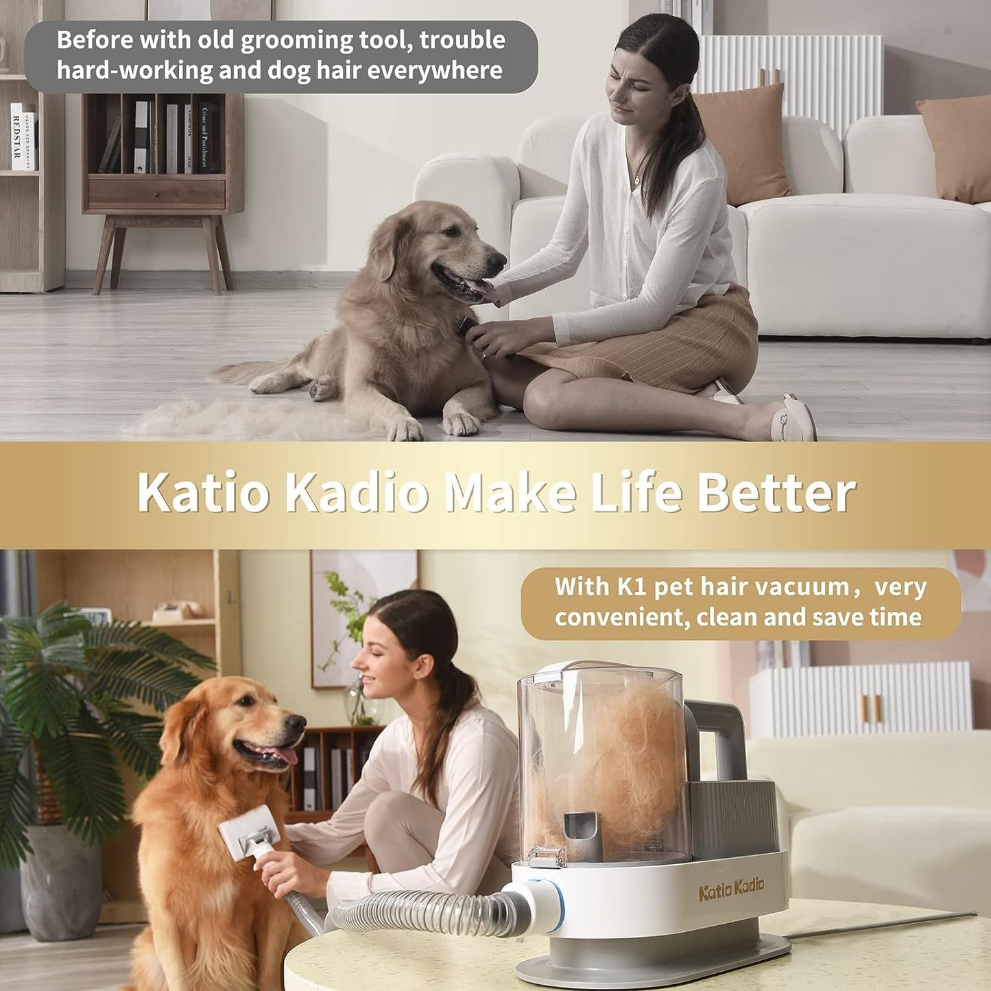Pet Grooming Kit, 5 In 1 Dog Grooming Kit With 2 Suction Mode, Low Noise Dog Hair Remover, Dog Vacuums For Hair Cleaning For Shedding Small, Medium Pet For Dog Hair At Home Rusoft Innovation