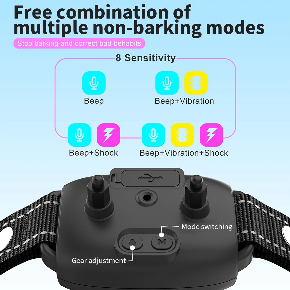 Collar Antiladridos Inteligente – Recargable, Pantalla Digital, Impermeable IP67 para Perros Rusoft Innovation