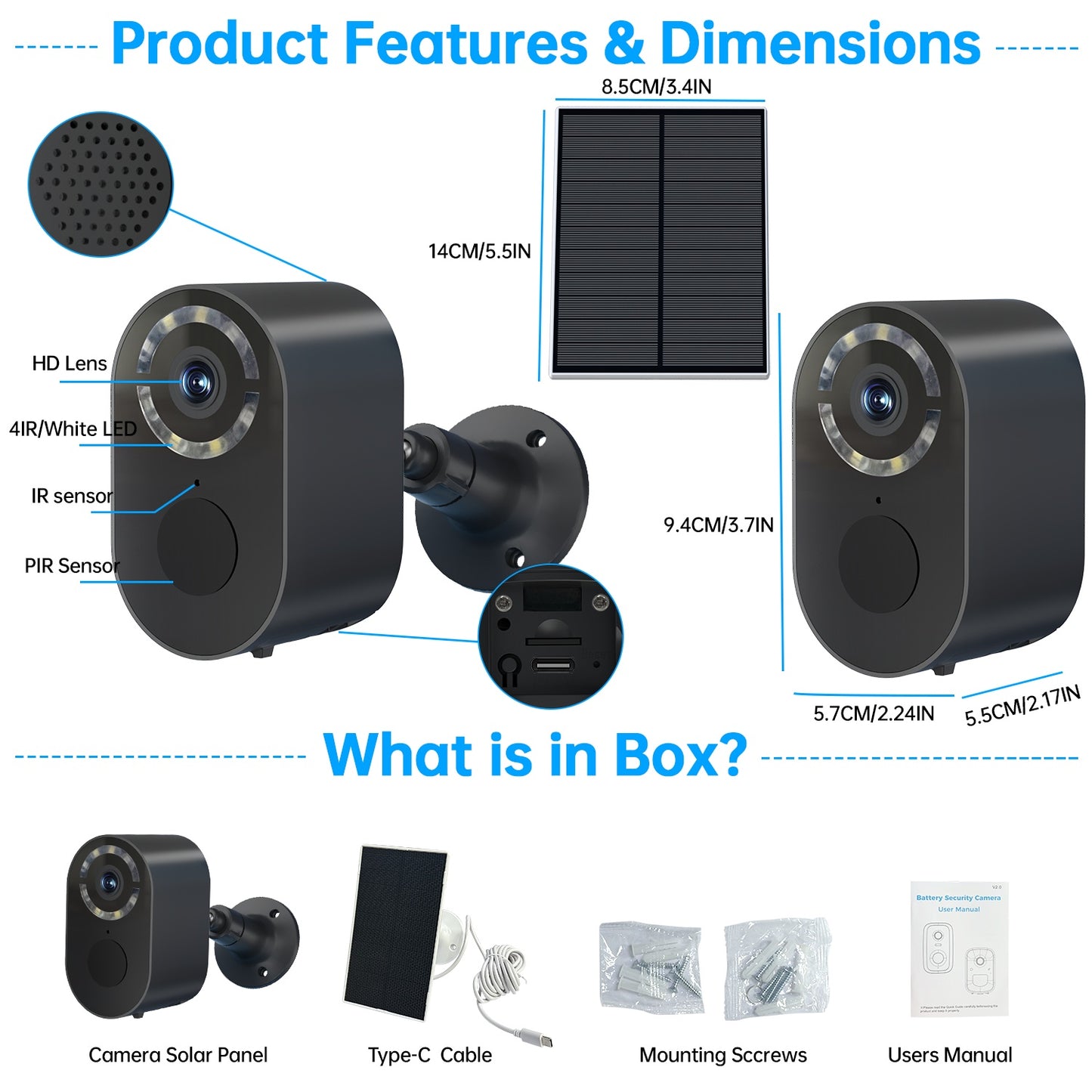 Cámara Solar 3MP WiFi – Exterior, PIR, Batería Recargable y Visión Nocturna Rusoft Innovation