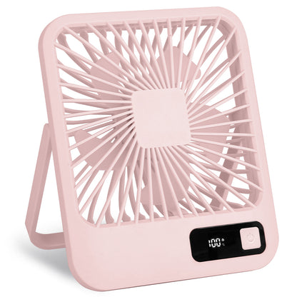 3 Colors Options -- 1Pc Mini Desktop Cooling Fan Rechargeable Battery Powered Personal Fan Speed Adjustment Strong Airflow Quiet Travel Fan With LCD Display For Home Office Travel Rusoft Innovation