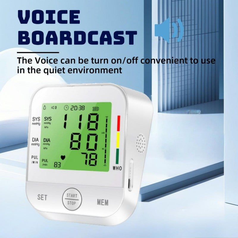 Home Arm Blood Pressure Monitor With Large Arm Cuff, Voice Announcement, Three-color Backlight And Large Display Rusoft Innovation