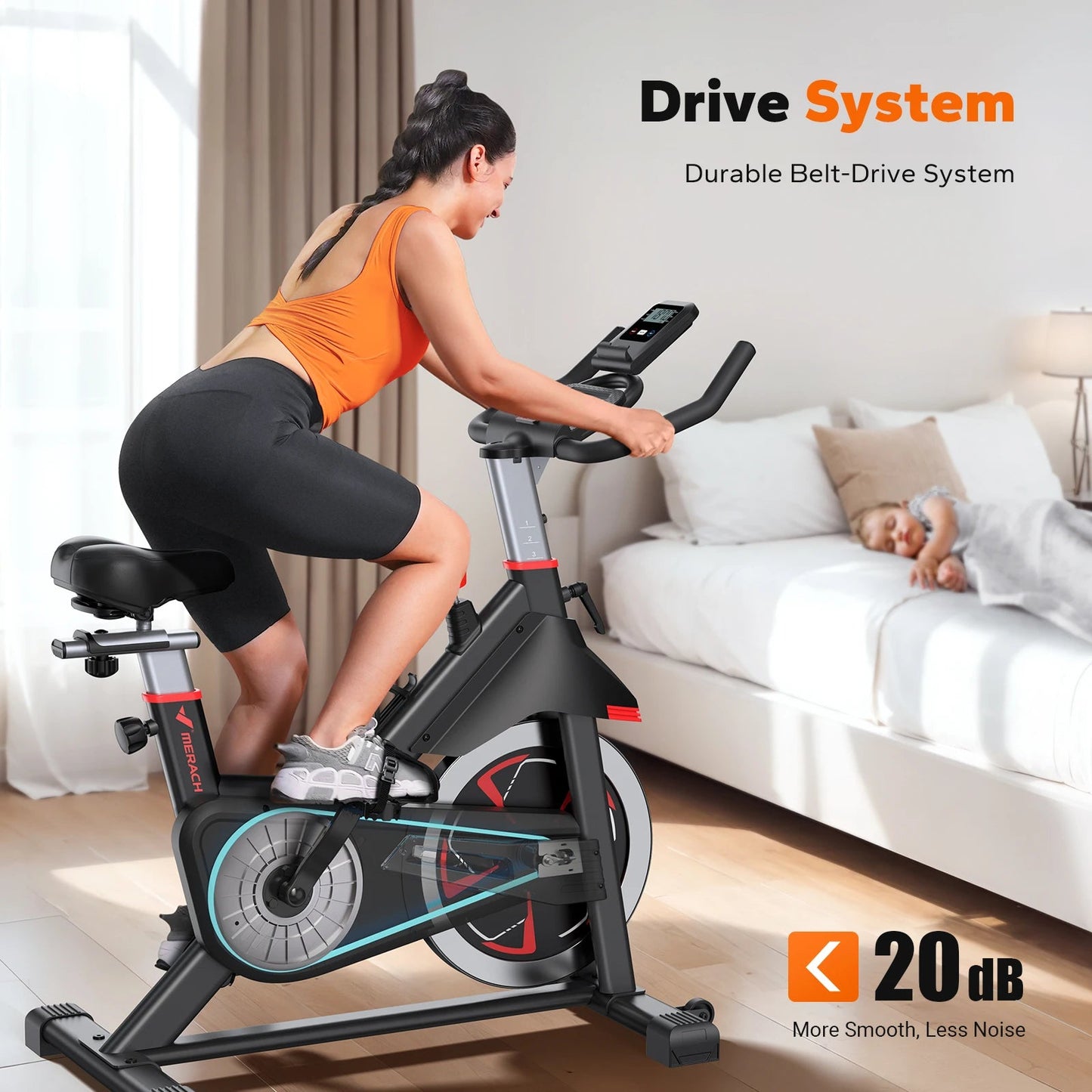 MERACH Exercise Bike S38 Indoor Cycling Magnetic Resistance Exclusive App 300lbs Capacity Comfortable Seat for Home&Weight Loss  Rusoft Innovation