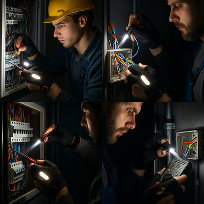 Guantes LED Profesionales para Electricistas y Mecánicos – Luz Precisa Directo en tus Manos, Sin Linterna Rusoft Innovation