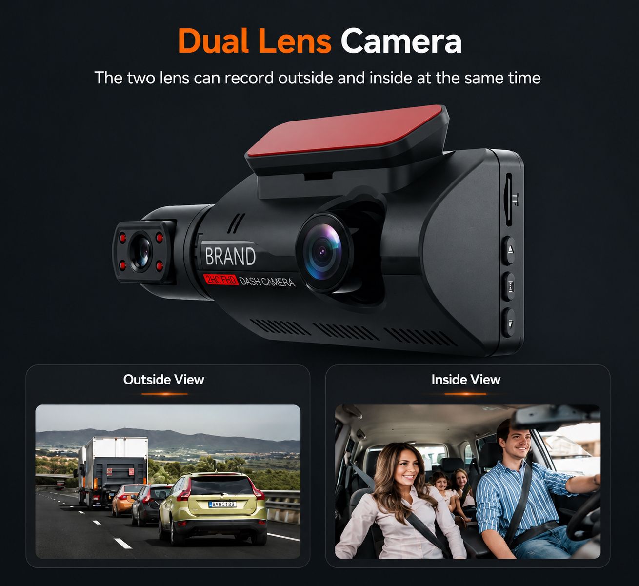 1080P Dual Dash Cam | Front & Cabin Recording | G-Sensor | Night Vision Rusoft Innovation