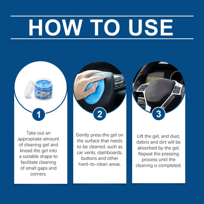 Car Cleaning Gel - Multi-Purpose Soft Adhesive For Air Vents & Interior Crevices, Dust Remover For Vehicle Care (147g)  Rusoft Innovation