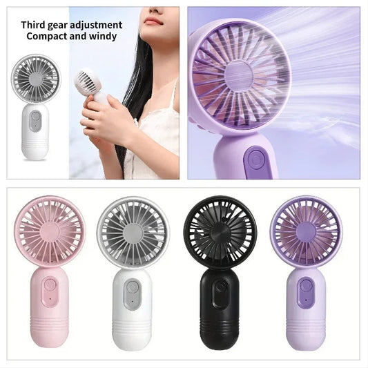 Mini Ventilador Portátil USB Recargable – 3 Velocidades Silencioso, Ventilador de Mano de Viaje para Oficina, Hogar, Camping y Exterior  Rusoft Innovation