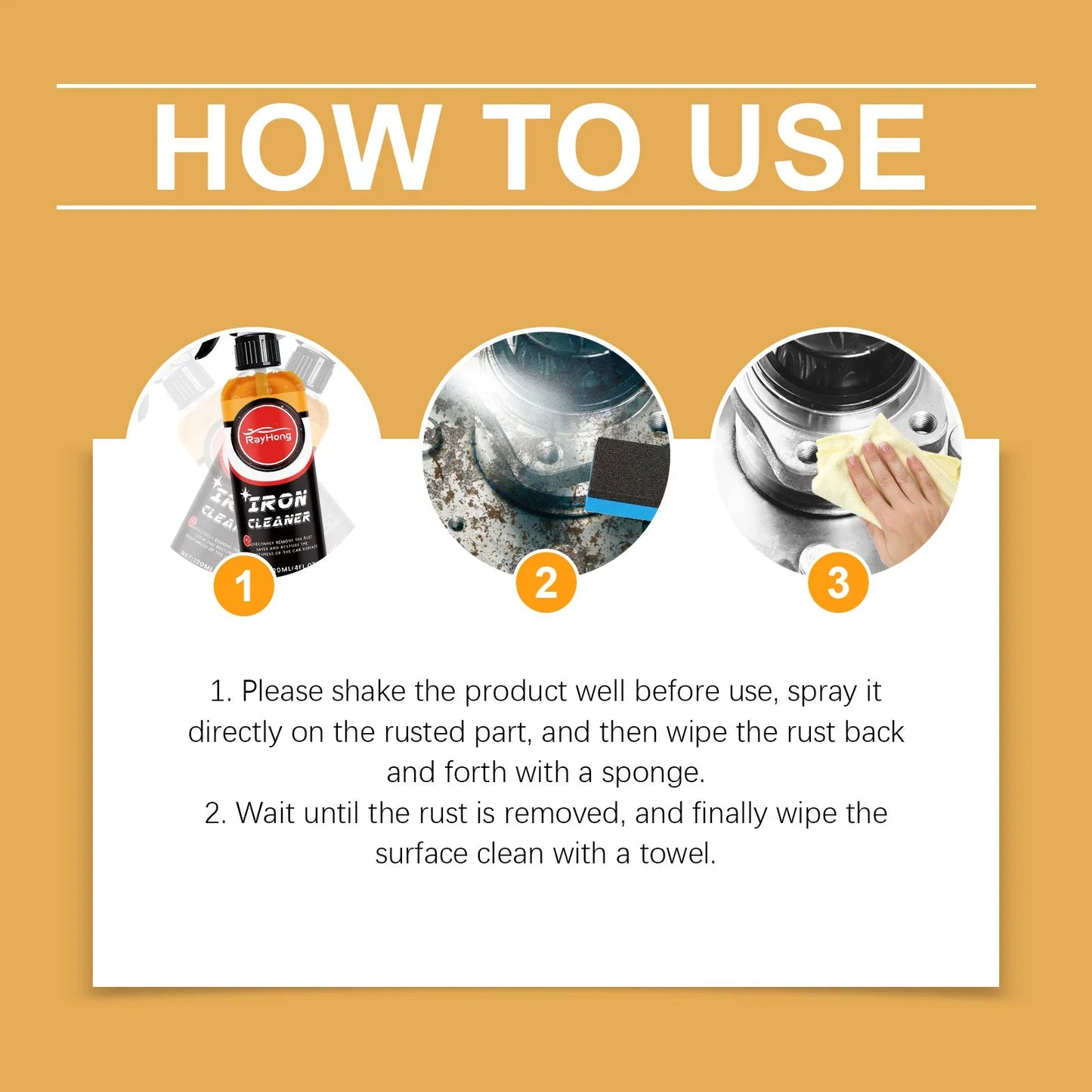 Heavy Duty Rust Remover Spray - Auto Metal Parts Cleaner, Corrosion Protection & Degreaser For Car Motorcycle Truck (120ml)  Rusoft Innovation
