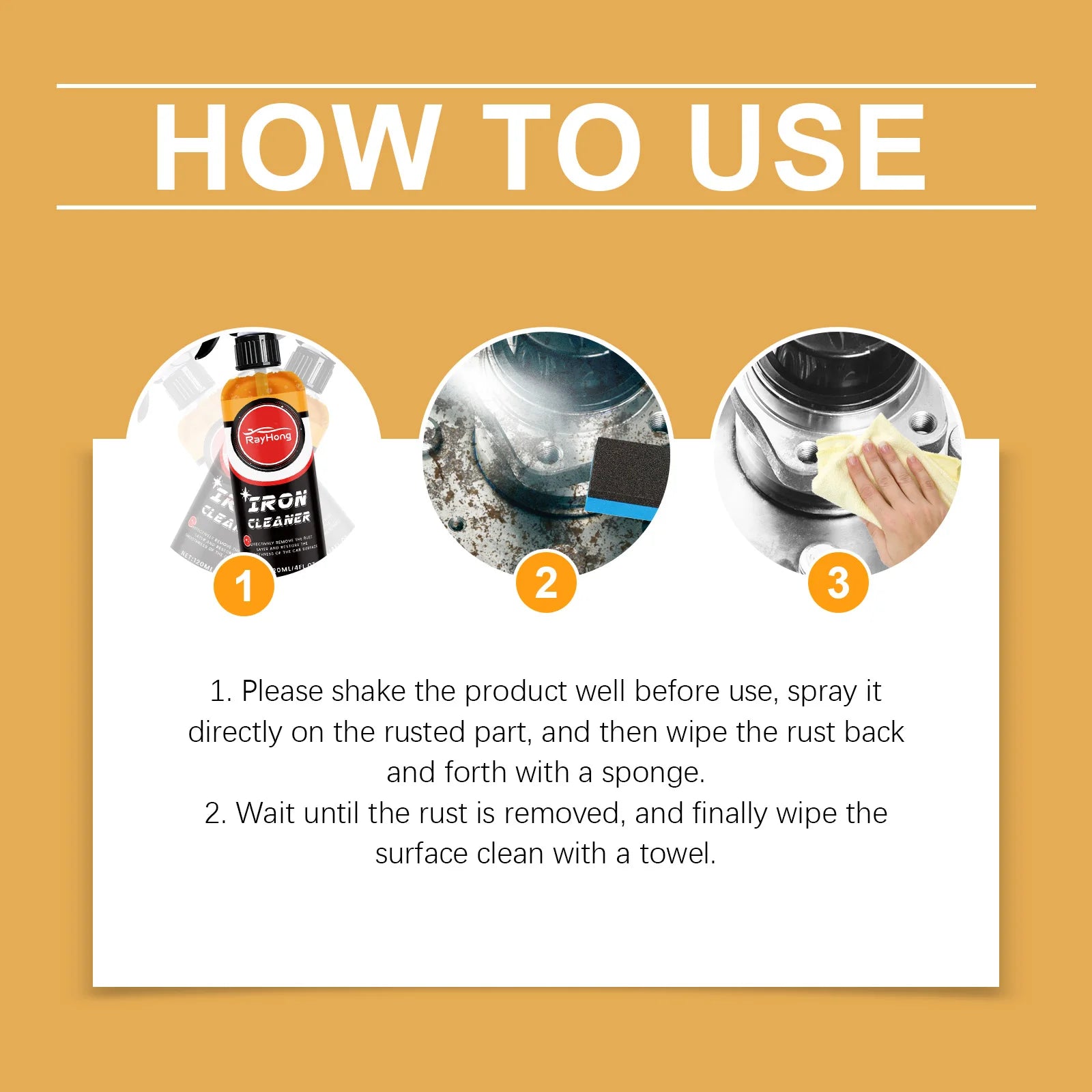Heavy Duty Rust Remover Spray - Auto Metal Parts Cleaner, Corrosion Protection & Degreaser For Car Motorcycle Truck (120ml)  Rusoft Innovation
