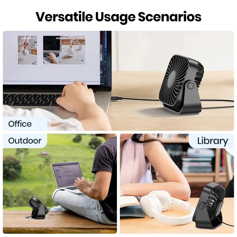 Mini Ventilador USB TOPK 4” – Portátil, Silencioso y Ajustable 360°  Rusoft Innovation