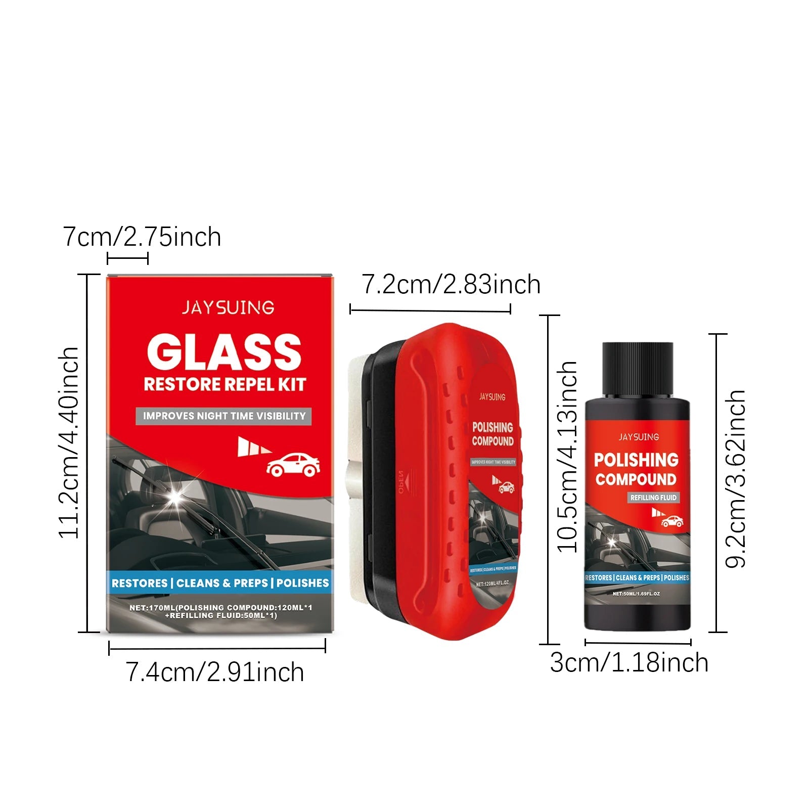 Professional Car Windshield Glass Polishing Kit – Elimina Manchas, Rayones y Marcas de Agua, Restaura Claridad y Protección  Rusoft Innovation