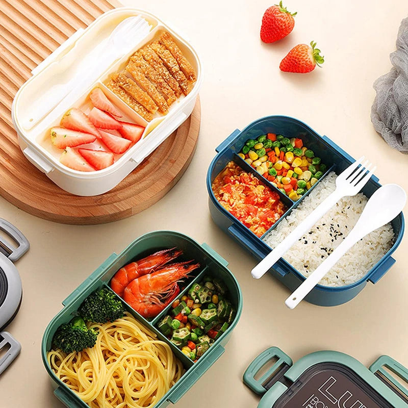 Bento Box 2 Capas 1200ML – Portátil, Apto Microondas y a Prueba de Fugas  Rusoft Innovation