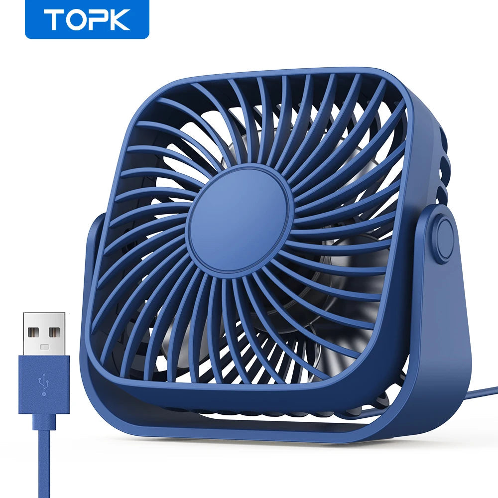 Mini Ventilador USB TOPK 4” – Portátil, Silencioso y Ajustable 360°  Rusoft Innovation