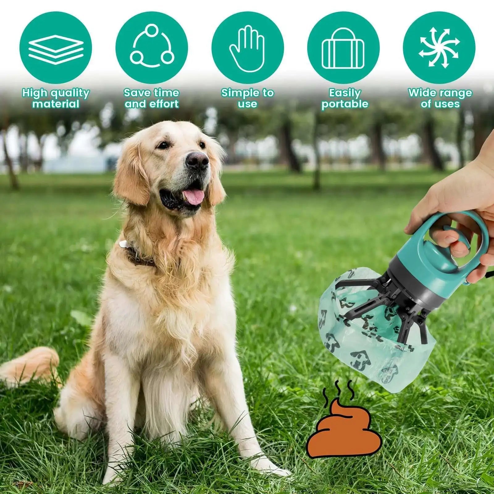 Recogedor Portátil de Excrementos para Perros – Con Bolsas Incorporadas, Diseño Higiénico y Sin Contacto  Rusoft Innovation