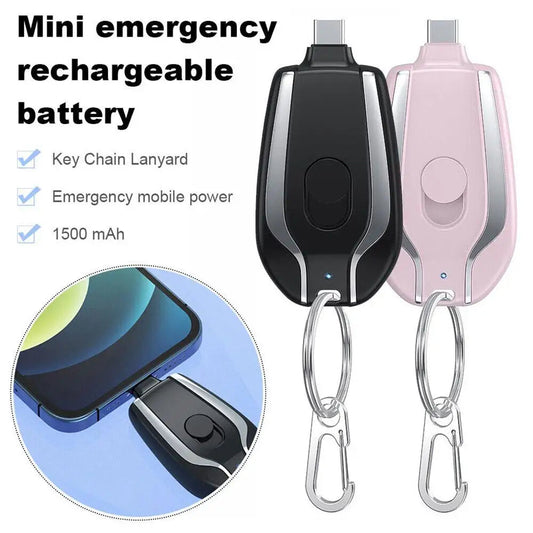 TYPE-C 1500mAh Mini Type-C Keychain Smartphone Portable Power Bank For Iphone Android Emergency Charger  Rusoft Innovation