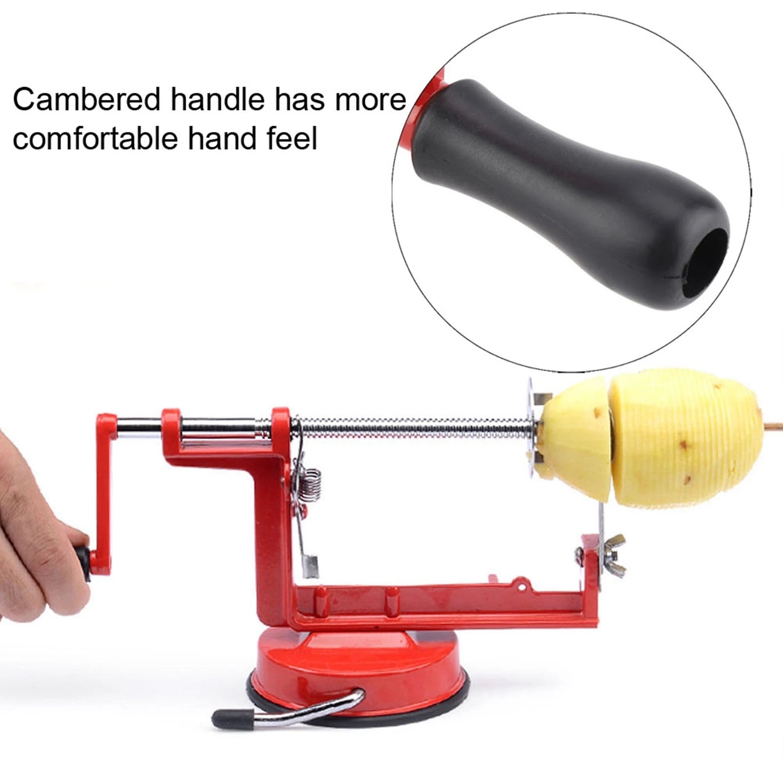 TwistChef® Cortador de Papas Espiral Manual con Base de Succión – Acero Inoxidable