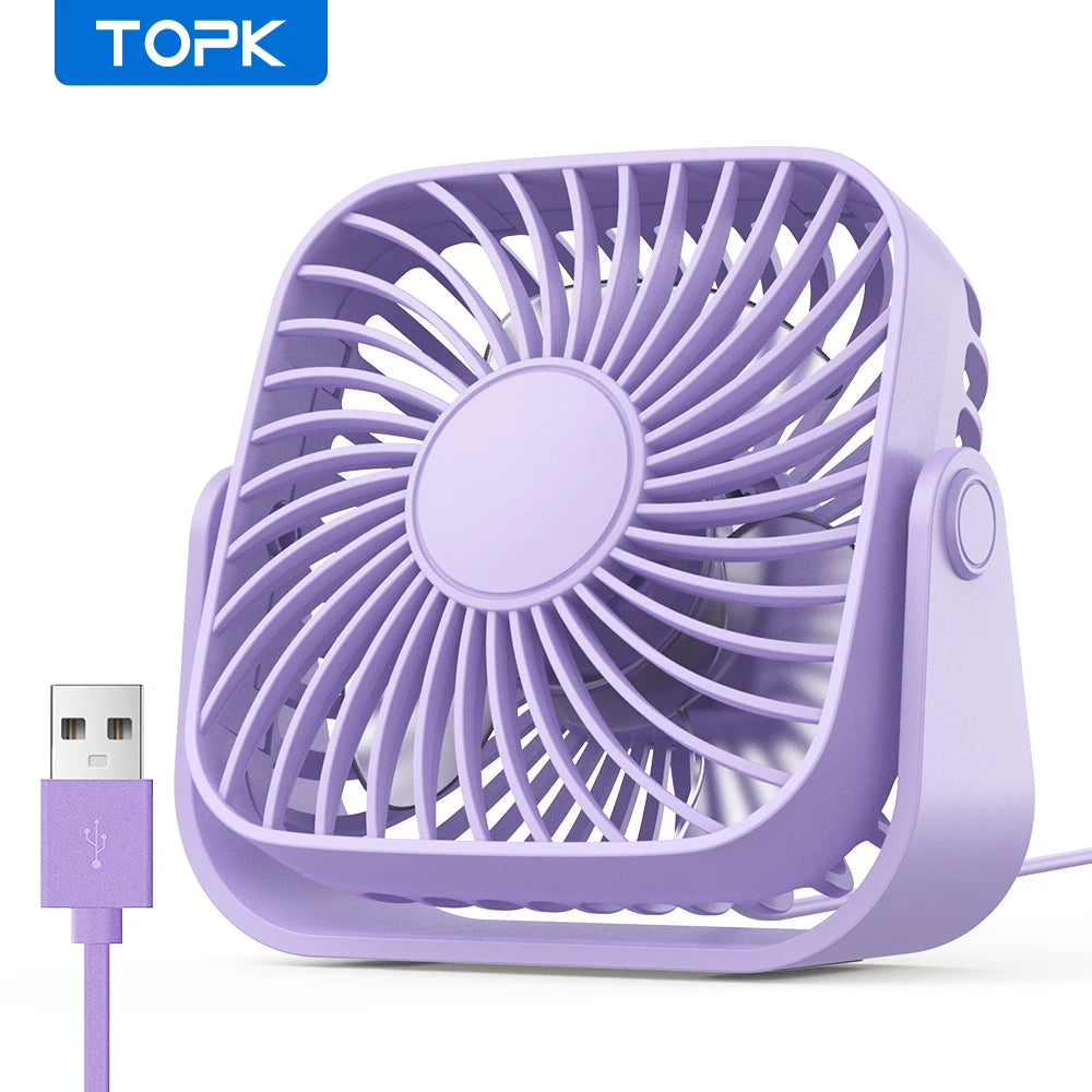 Mini Ventilador USB TOPK 4” – Portátil, Silencioso y Ajustable 360°  Rusoft Innovation