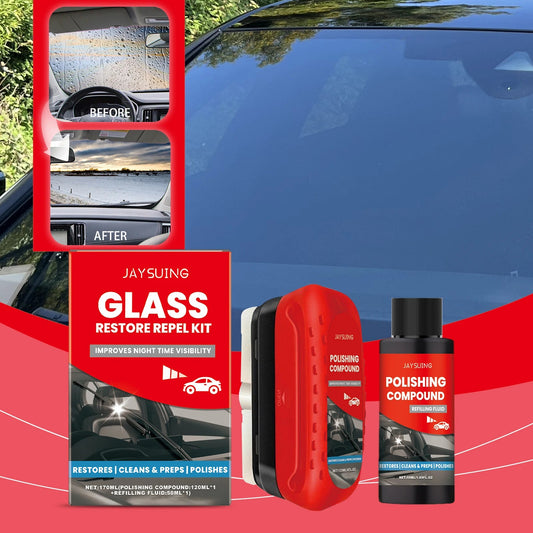 Professional Car Windshield Glass Polishing Kit – Elimina Manchas, Rayones y Marcas de Agua, Restaura Claridad y Protección  Rusoft Innovation