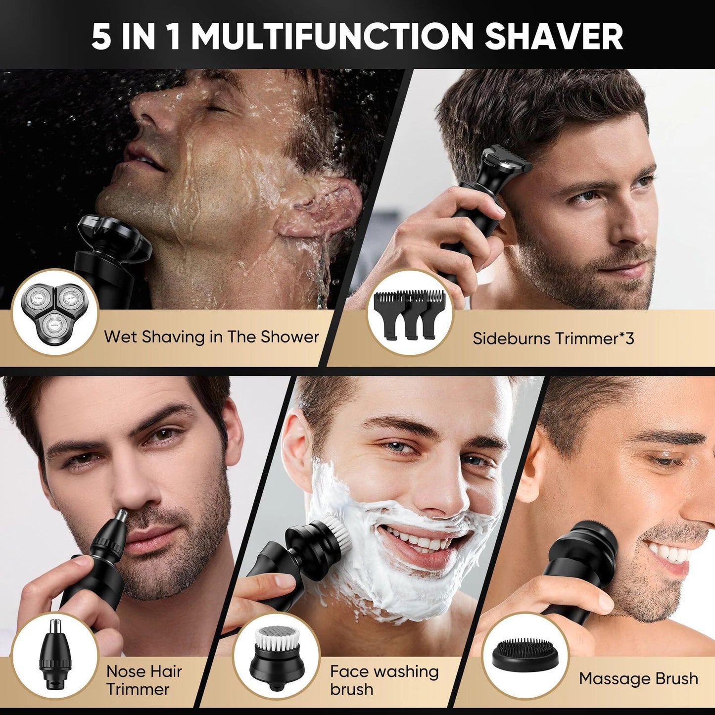 SEJOY Kit de Aseo Masculino 4 en 1 – Recortadora de Barba Eléctrica, Cortapelos, Afeitadora Inalámbrica y Recortador de Nariz Recargable  Rusoft Innovation