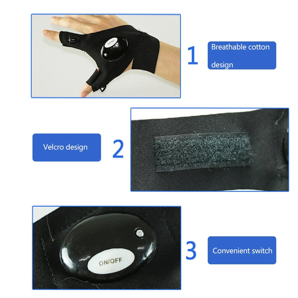 Guantes LED Impermeables para Running, Ciclismo y Camping – Luz Luminosa para Exterior  Rusoft Innovation