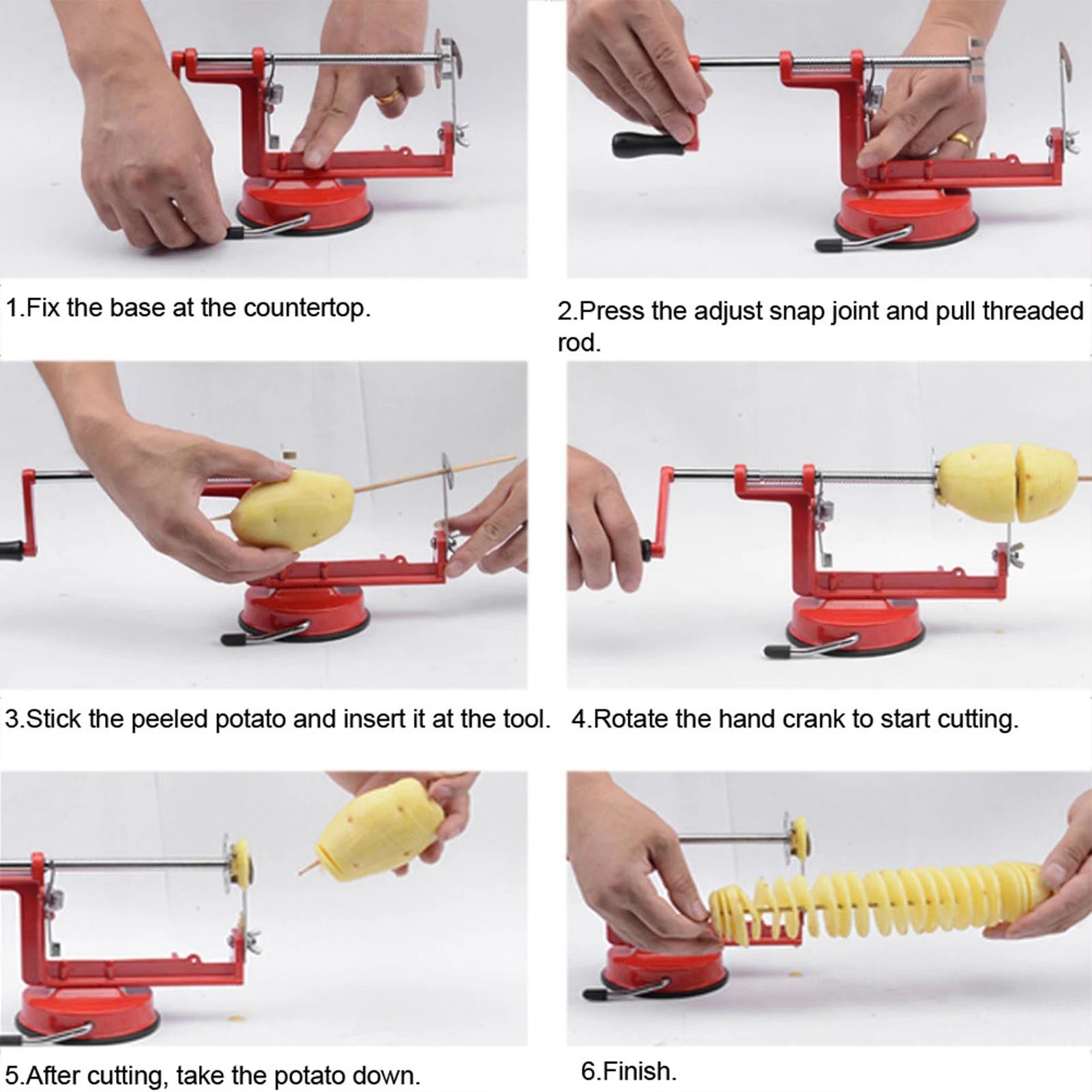TwistChef® Cortador de Papas Espiral Manual con Base de Succión – Acero Inoxidable