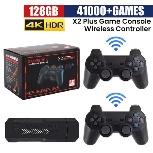 Super Game Box 128GB 4K Android TV Gaming Console with 2 Wireless Controllers – Retro Arcade System for Christmas  Rusoft Innovation