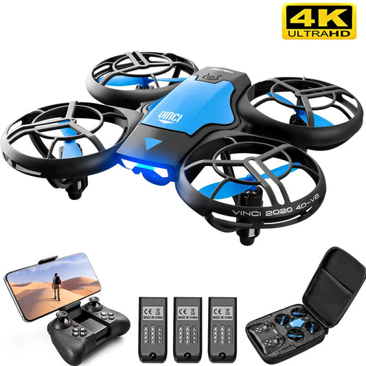 Drone V8 Mini 4K con Cámara HD 1080P Gran Angular – WiFi FPV, Altura Estable y Diseño Plegable para Niños y Principiantes  Rusoft Innovation