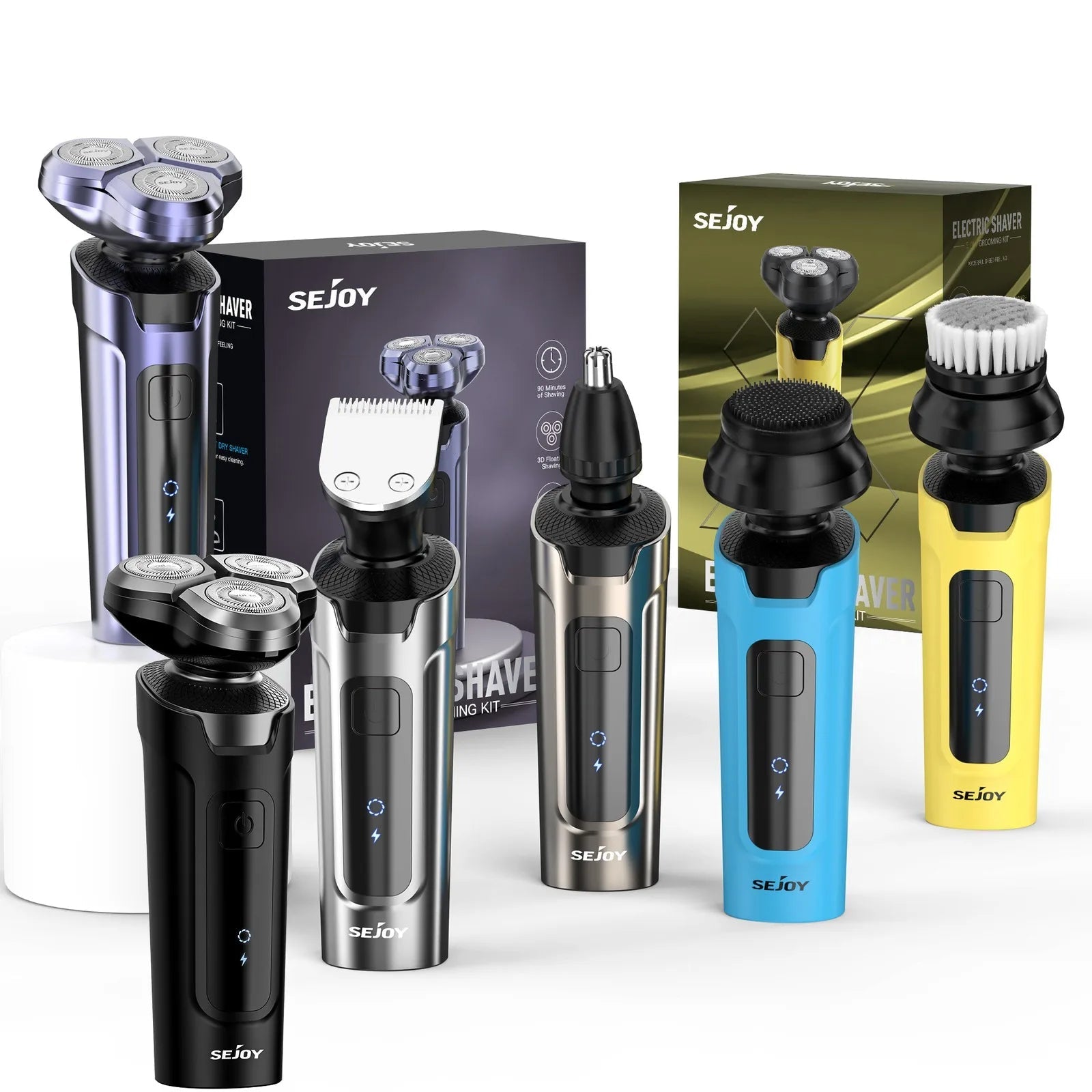 SEJOY Kit de Aseo Masculino 4 en 1 – Recortadora de Barba Eléctrica, Cortapelos, Afeitadora Inalámbrica y Recortador de Nariz Recargable  Rusoft Innovation