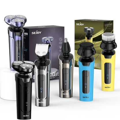 SEJOY Kit de Aseo Masculino 4 en 1 – Recortadora de Barba Eléctrica, Cortapelos, Afeitadora Inalámbrica y Recortador de Nariz Recargable  Rusoft Innovation