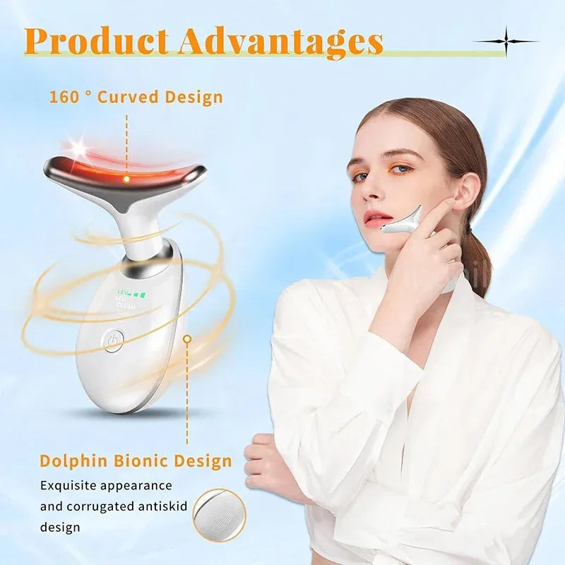 Masajeador facial antiarrugas de 7 colores: Dispositivo reafirmante para cuello y rostro  Rusoft Innovation