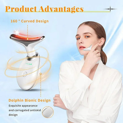 Masajeador facial antiarrugas de 7 colores: Dispositivo reafirmante para cuello y rostro  Rusoft Innovation