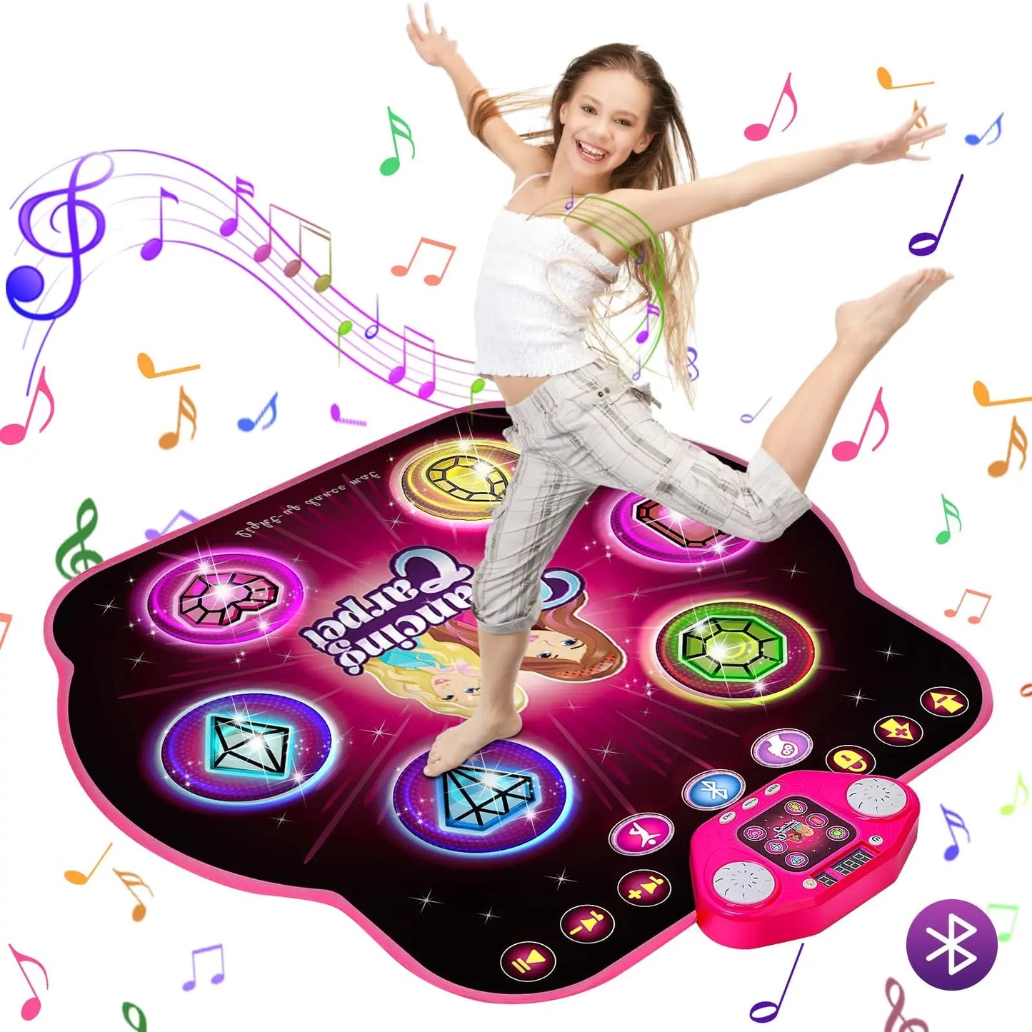 Alfombra de Baile TERRAMUS – Juguete Interactivo con Luces LED, Bluetooth, 27 Niveles y Desafío de Memoria para Niñas 3+  Rusoft Innovation