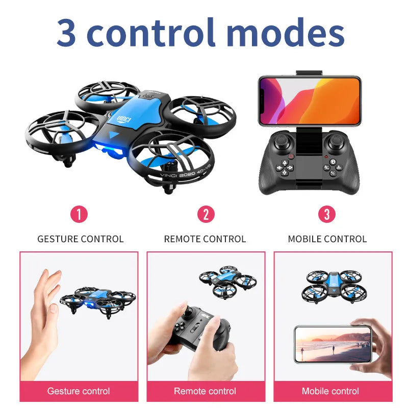 Drone V8 Mini 4K con Cámara HD 1080P Gran Angular – WiFi FPV, Altura Estable y Diseño Plegable para Niños y Principiantes  Rusoft Innovation
