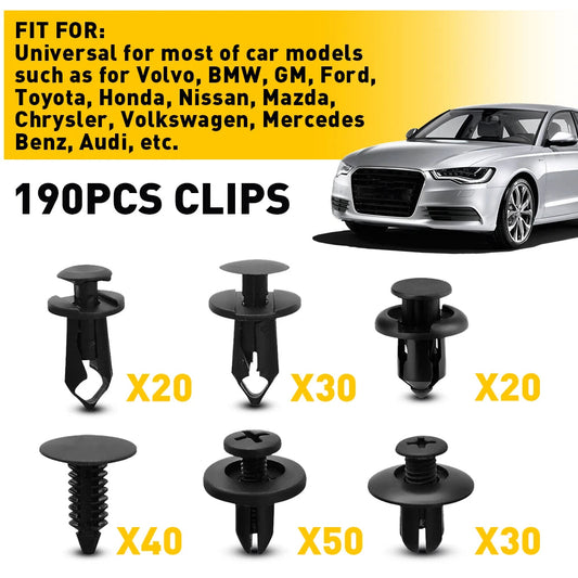 Kit 190 Piezas Clips y Sujetadores para Coche – Parachoques, Guardabarros y Paneles  Rusoft Innovation