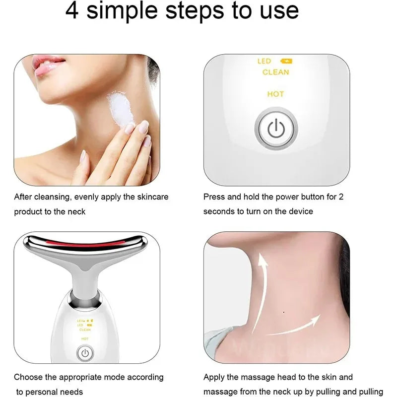 Masajeador facial antiarrugas de 7 colores: Dispositivo reafirmante para cuello y rostro  Rusoft Innovation