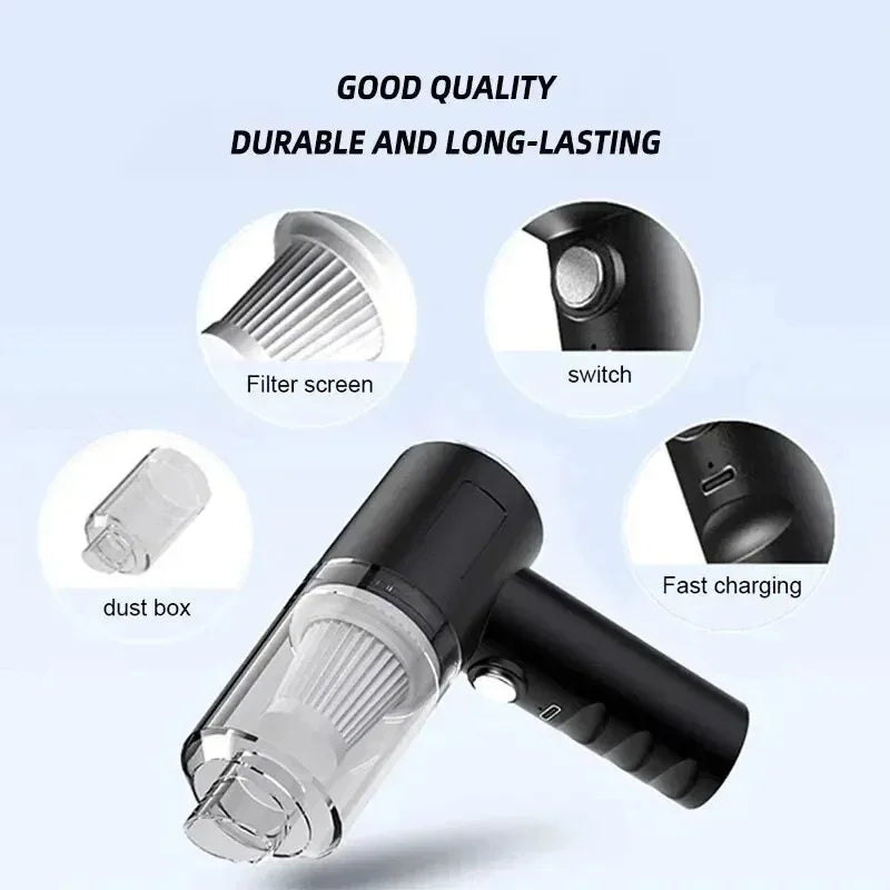 Aspiradora Inalámbrica Portátil 2 en 1 para Coche y Hogar, 120W de Alta Potencia  Rusoft Innovation